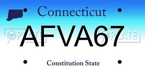 AFVA67 Connecticut License Plate