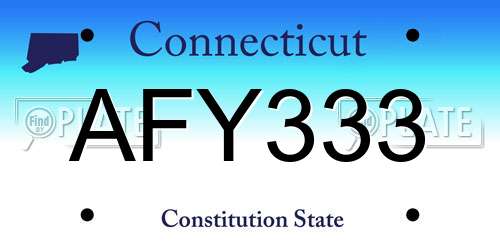 AFY333 Connecticut License Plate