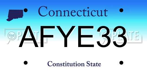 AFYE33 Connecticut License Plate