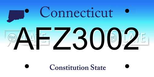 AFZ3002 Connecticut License Plate