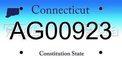 AG00923 Connecticut License Plate
