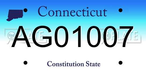 AG01007 Connecticut License Plate