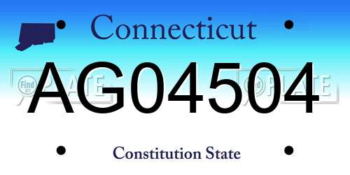 AG04504 Connecticut License Plate