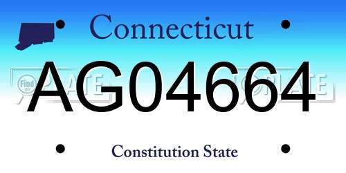 AG04664 Connecticut License Plate