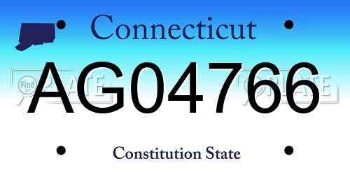 AG04766 Connecticut License Plate