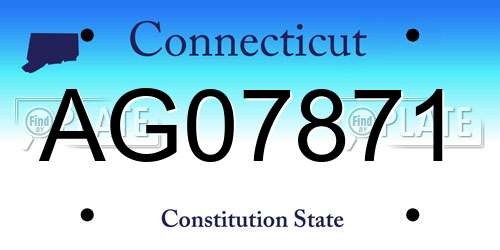 AG07871 Connecticut License Plate