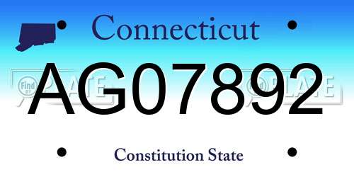 AG07892 Connecticut License Plate