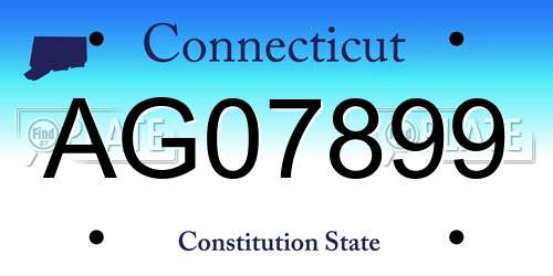 AG07899 Connecticut License Plate