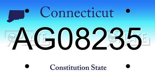 AG08235 Connecticut License Plate