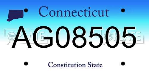 AG08505 Connecticut License Plate