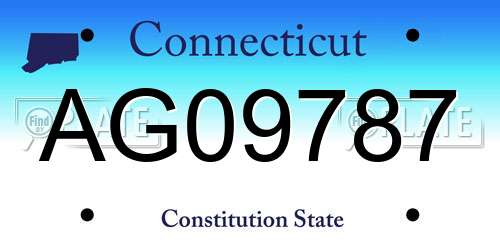 AG09787 Connecticut License Plate