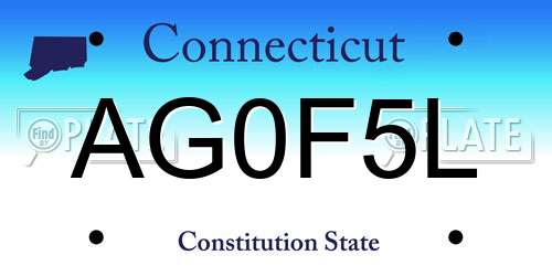 AG0F5L Connecticut License Plate