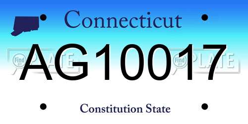 AG10017 Connecticut License Plate