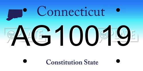 AG10019 Connecticut License Plate
