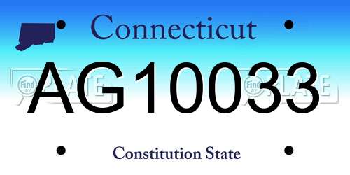 AG10033 Connecticut License Plate