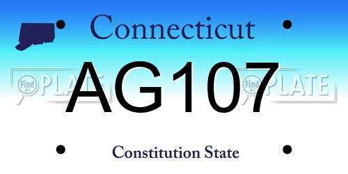 AG107 Connecticut License Plate