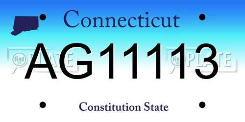 AG11113 Connecticut License Plate