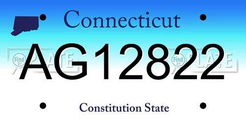 AG12822 Connecticut License Plate