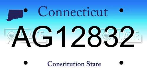 AG12832 Connecticut License Plate