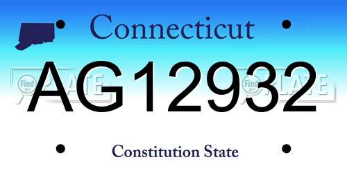 AG12932 Connecticut License Plate