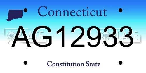 AG12933 Connecticut License Plate