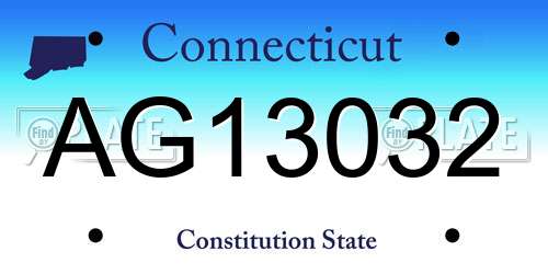 AG13032 Connecticut License Plate