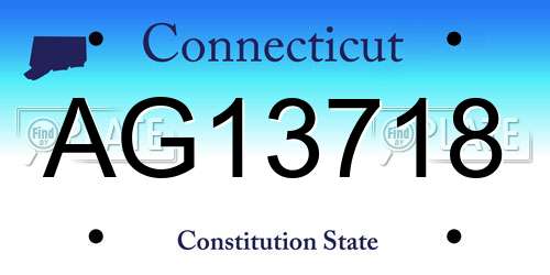 AG13718 Connecticut License Plate