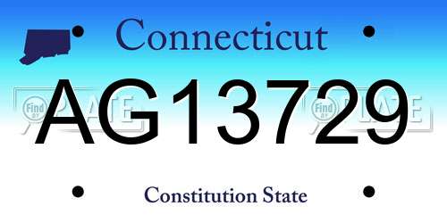 AG13729 Connecticut License Plate
