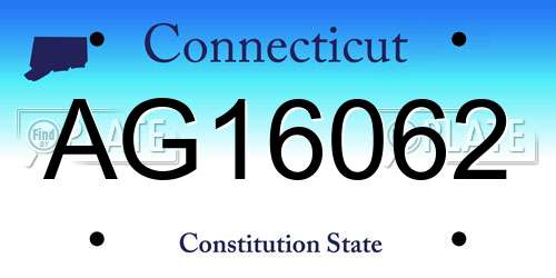 AG16062 Connecticut License Plate