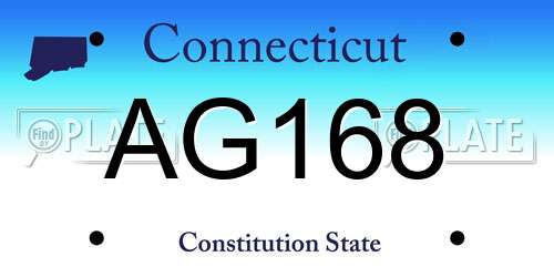 AG168 Connecticut License Plate