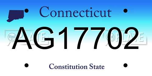 AG17702 Connecticut License Plate