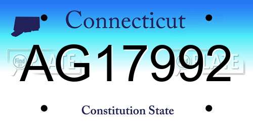 AG17992 Connecticut License Plate