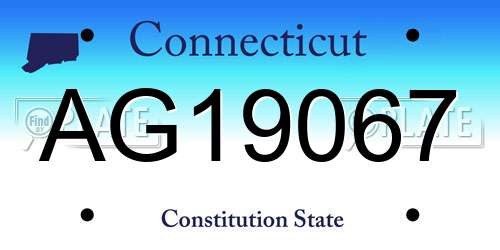 AG19067 Connecticut License Plate