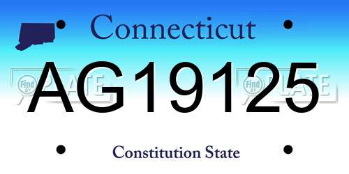 AG19125 Connecticut License Plate