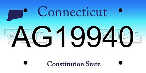AG19940 Connecticut License Plate
