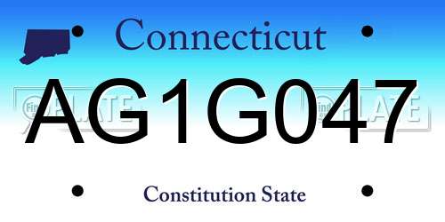 AG1G047 Connecticut License Plate
