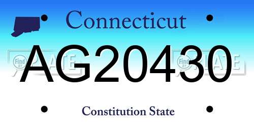 AG20430 Connecticut License Plate