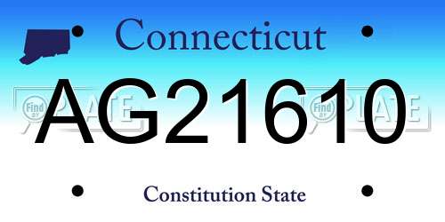 AG21610 Connecticut License Plate