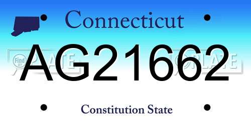 AG21662 Connecticut License Plate