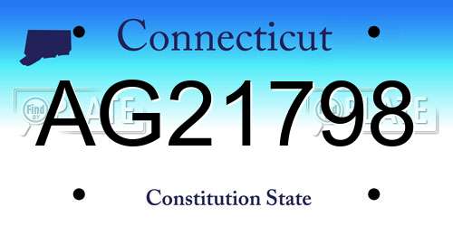 AG21798 Connecticut License Plate