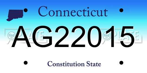 AG22015 Connecticut License Plate