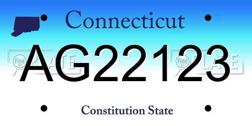 AG22123 Connecticut License Plate