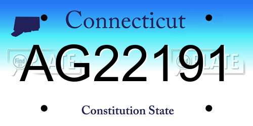 AG22191 Connecticut License Plate