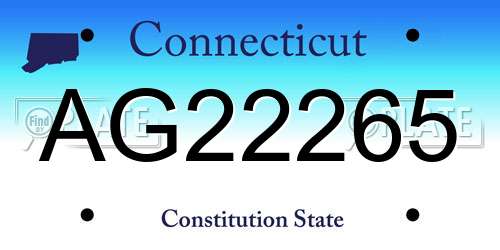 AG22265 Connecticut License Plate