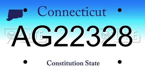 AG22328 Connecticut License Plate