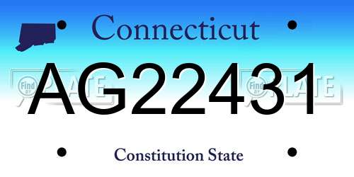 AG22431 Connecticut License Plate