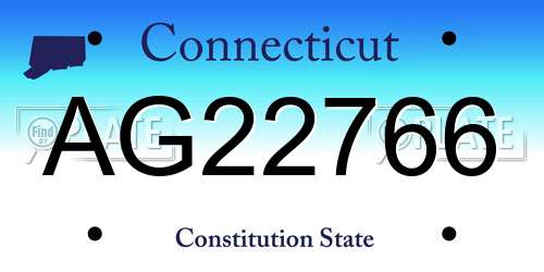 AG22766 Connecticut License Plate
