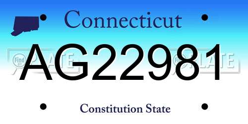 AG22981 Connecticut License Plate