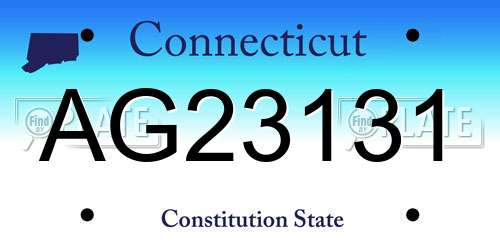 AG23131 Connecticut License Plate