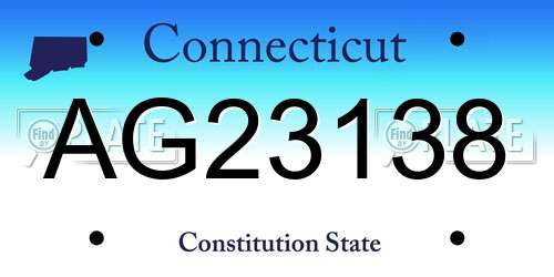 AG23138 Connecticut License Plate